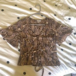 WOMENS SNAKE PRINT TIE BLOUSE